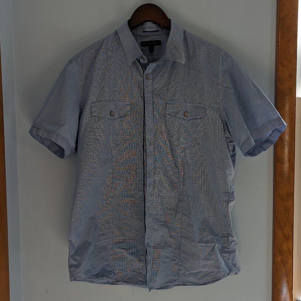Banana Republic Short Sleeve Button Down Casual Light Blue - Size L